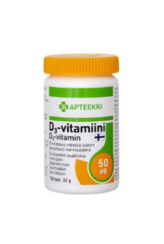 Apteekki D3-Vitamiini 50 Mikrog 100 tabl