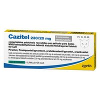 CAZITEL 230/20 mg vet tabl, kalvopääll 2 fol