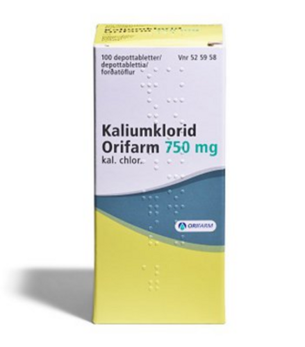 KALIUMKLORID ORIFARM depottabletti 750 mg 100 kpl