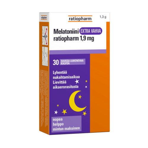 Melatoniini Extra Vahva ratiopharm 1,9 mg 30 kpl  suussaliukeneva kalvo