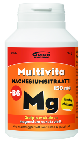 Multivita magnesiumsitr+B6 greippi 150mg 90 purutabl