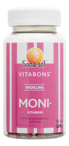 Sana-Sol Vitabons Monivitamiini Vadelma 60 kpl