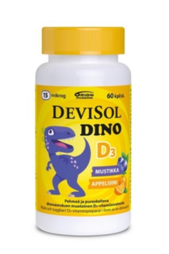 Devisol Dino Mustikka Appelsiini 15 Mikrog 60 Kpl