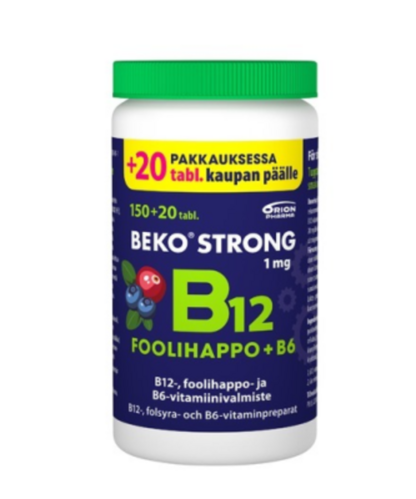 Beko Strong B12+Foolihappo+B6 Mustikka-Karpalo 170 purutabl