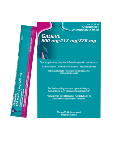 GALIEVE oraalisuspensio, annospussi 500/213/325 mg 12 x 10 ml