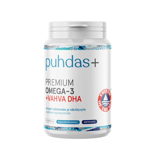 Puhdas+ Premium Omega-3 +vahva DHA rasvahappovalmiste 120 kaps