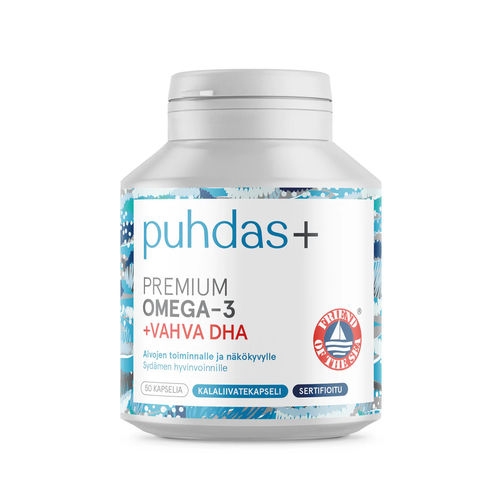 Premium Omega-3 +vahva DHA rasvahappovalmiste 50 kaps