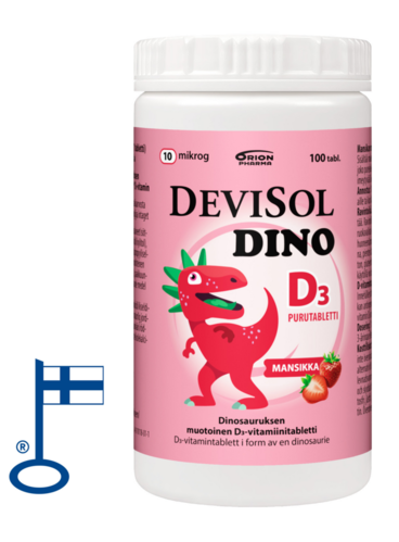 Devisol Dino Mansikka 10 Mikrog 100 Purutabl