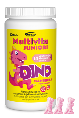 Multivita Juniori Dino Mansikka Monivitamiini 100 purutabl