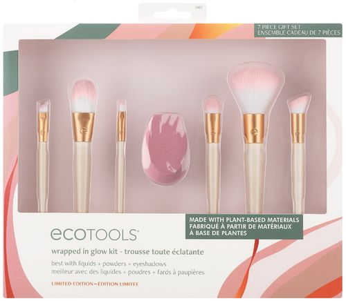 Ecotools Wrapped In Glow Makeup Brush & Sponge Kit, 7 Piece Holiday Gift Set