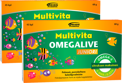 2 kpl Multivita Omegalive Juniori 45 geelitabl Value Pack