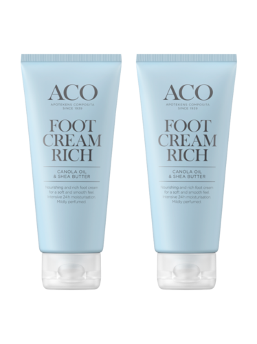 2 kpl ACO Body Foot Cream Rich Hajustettu 100 ml Value Pack
