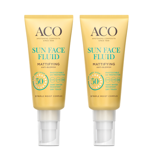 2 kpl ACO SUN Face Fluid spf 50+ Mattifying 40 ml Value Pack