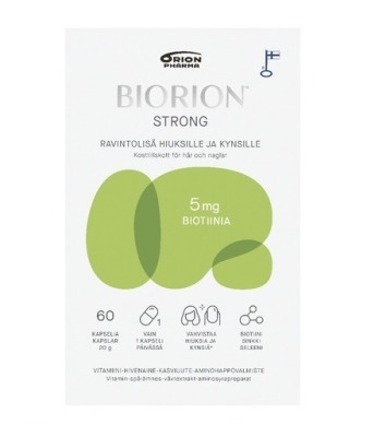 Biorion Strong 5 mg ravintolisä hiuksille ja kynsille 60 kaps