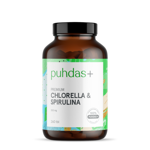 Puhdas+ Premium Chlorella & Spirulina 500 mg  260 tbl