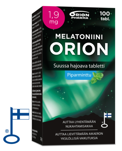 Melatoniini Orion 1,9 mg piparminttu suussa hajoava tabletti 100 tabl.