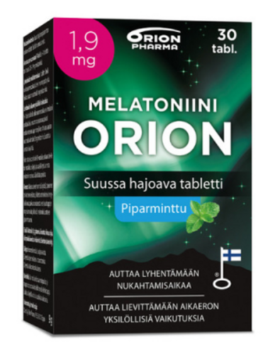 Melatoniini Orion 1,9 mg piparminttu suussa hajoava tabletti 30 tabl.
